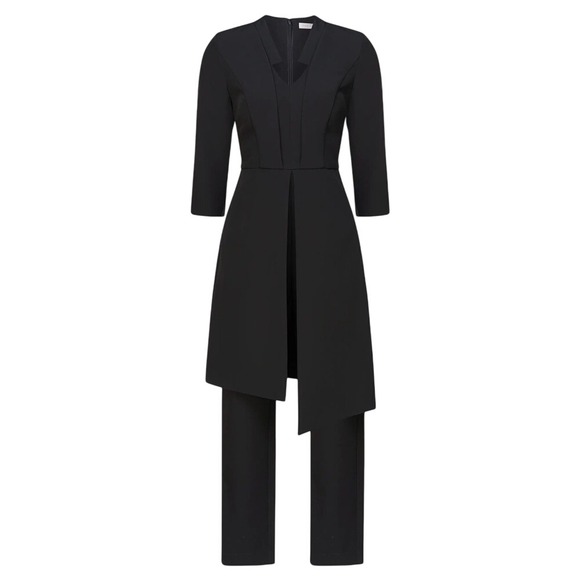Kay Unger Colbie Notch Walk-Thru Jumpsuit Black Size 6